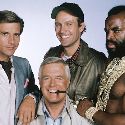 Dirk Benedict, Dwight Schultz, Mr. T und George Peppard spielten von 1983 bis 1987 die Hauptrollen in der TV-Serie „Das A-Team“.