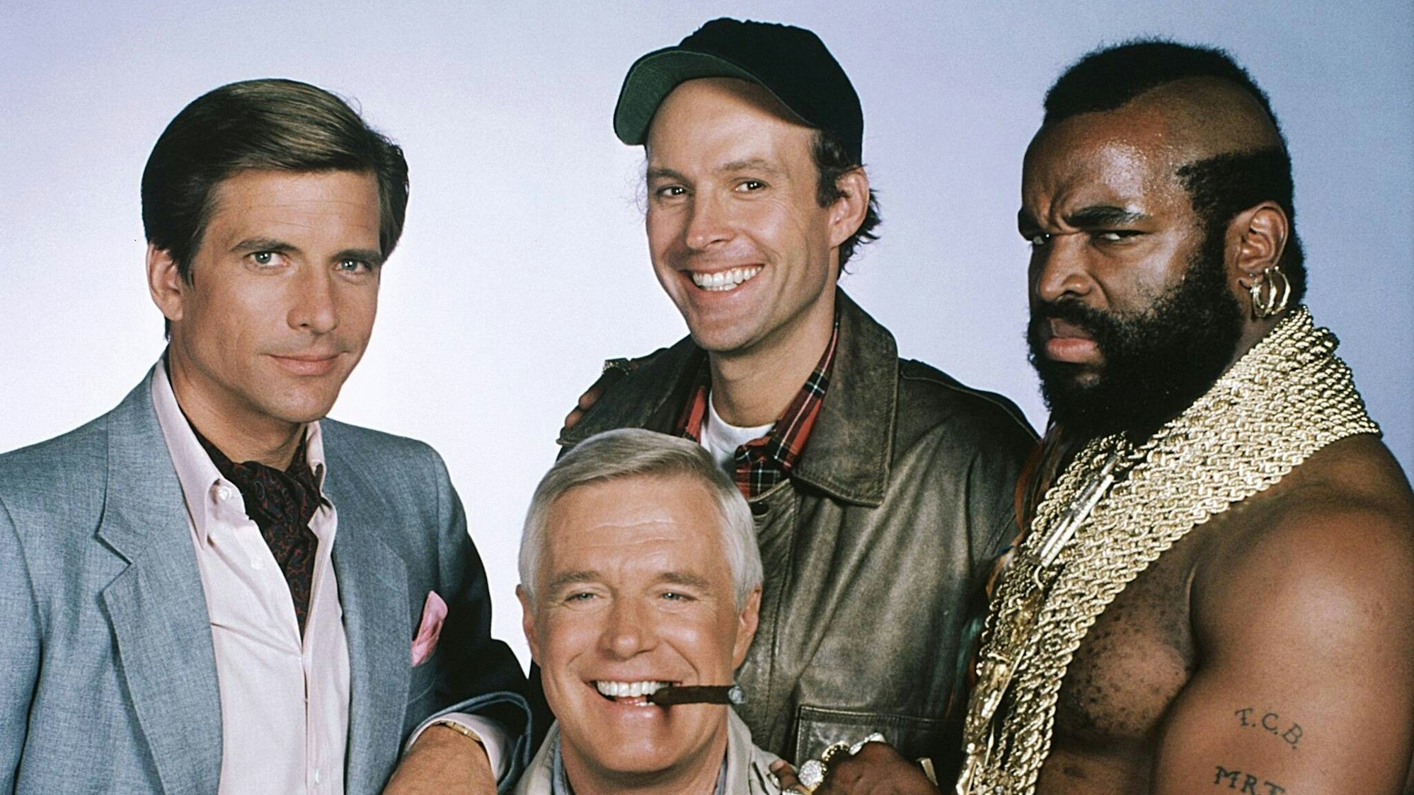 Dirk Benedict, Dwight Schultz, Mr. T und George Peppard spielten von 1983 bis 1987 die Hauptrollen in der TV-Serie „Das A-Team“.
