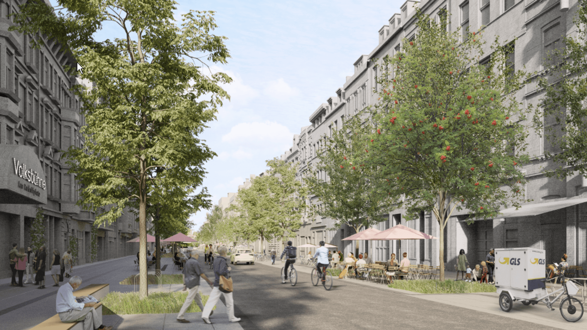 Die Aachener Straße mit U-Bahn-Tunnel