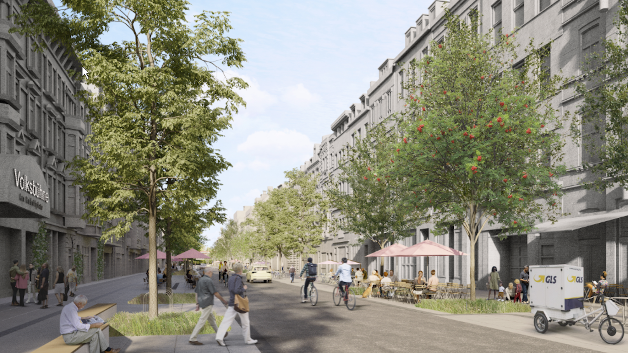 Die Aachener Straße mit U-Bahn-Tunnel