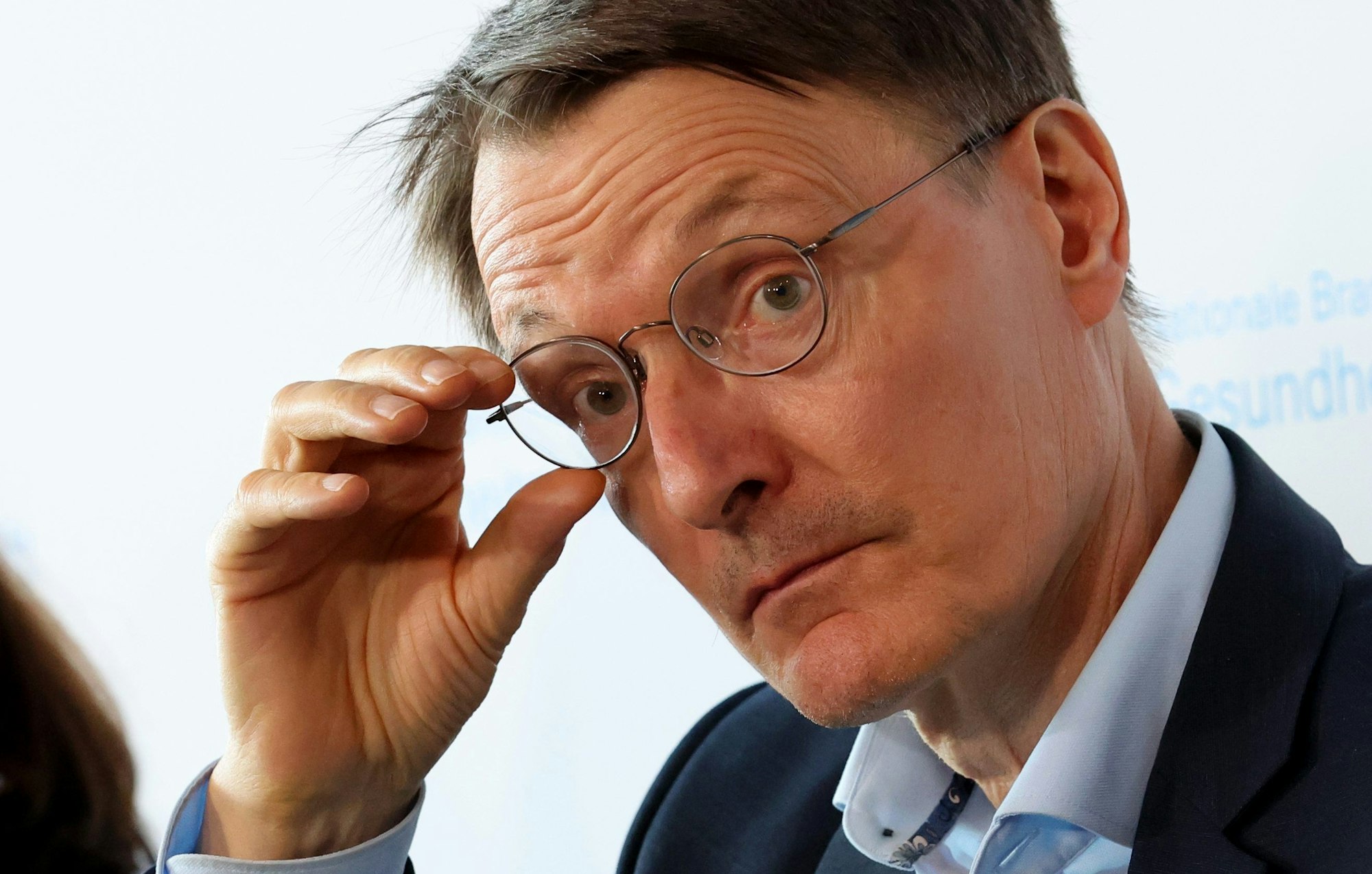 Karl Lauterbach (SPD), Bundesgesundheitsminister, spricht auf einer Pressekonferenz der Nationalen Branchenkonferenz Gesundheitswirtschaft.