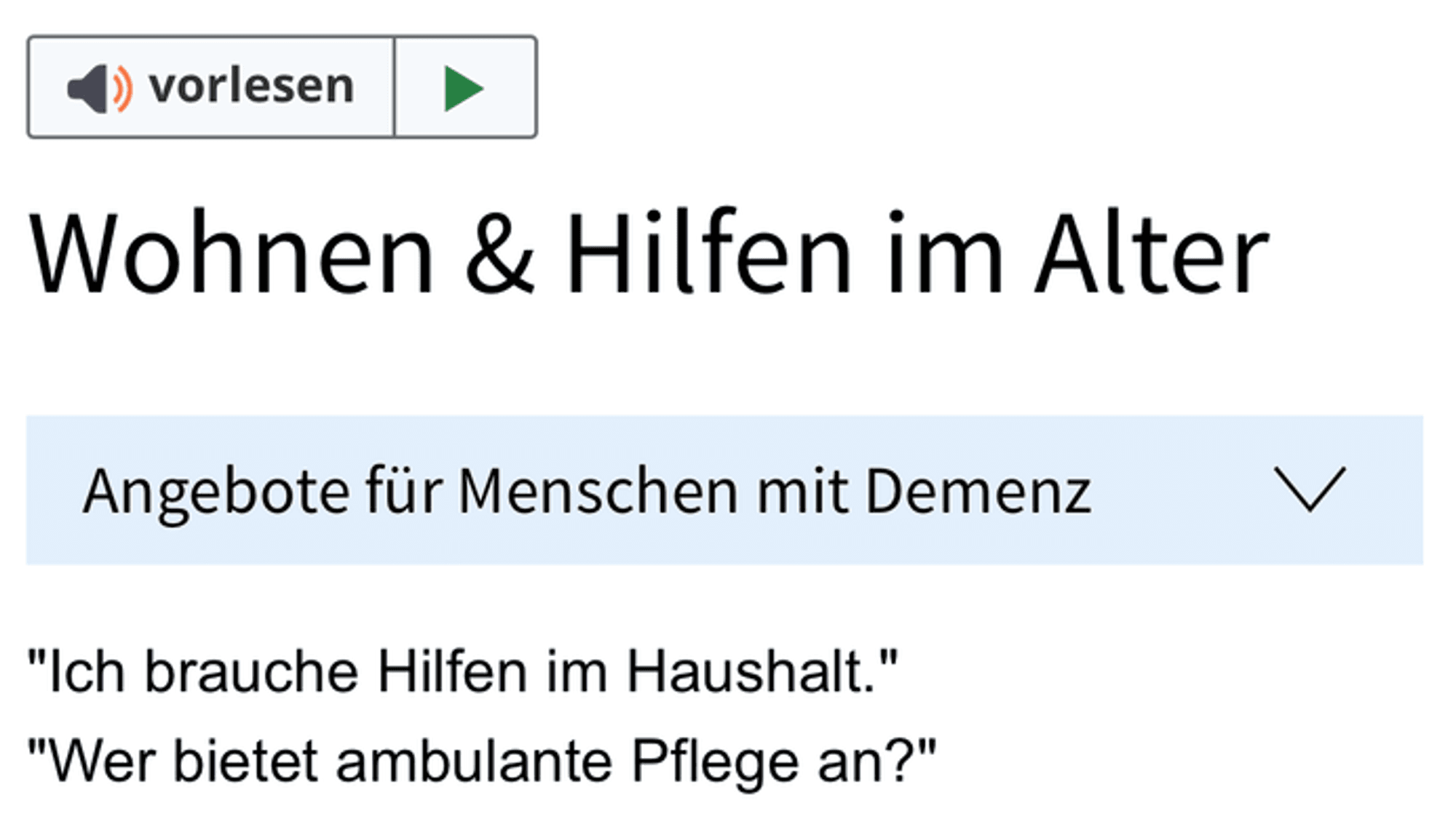 Screenshot der „Gut versorgt“-App