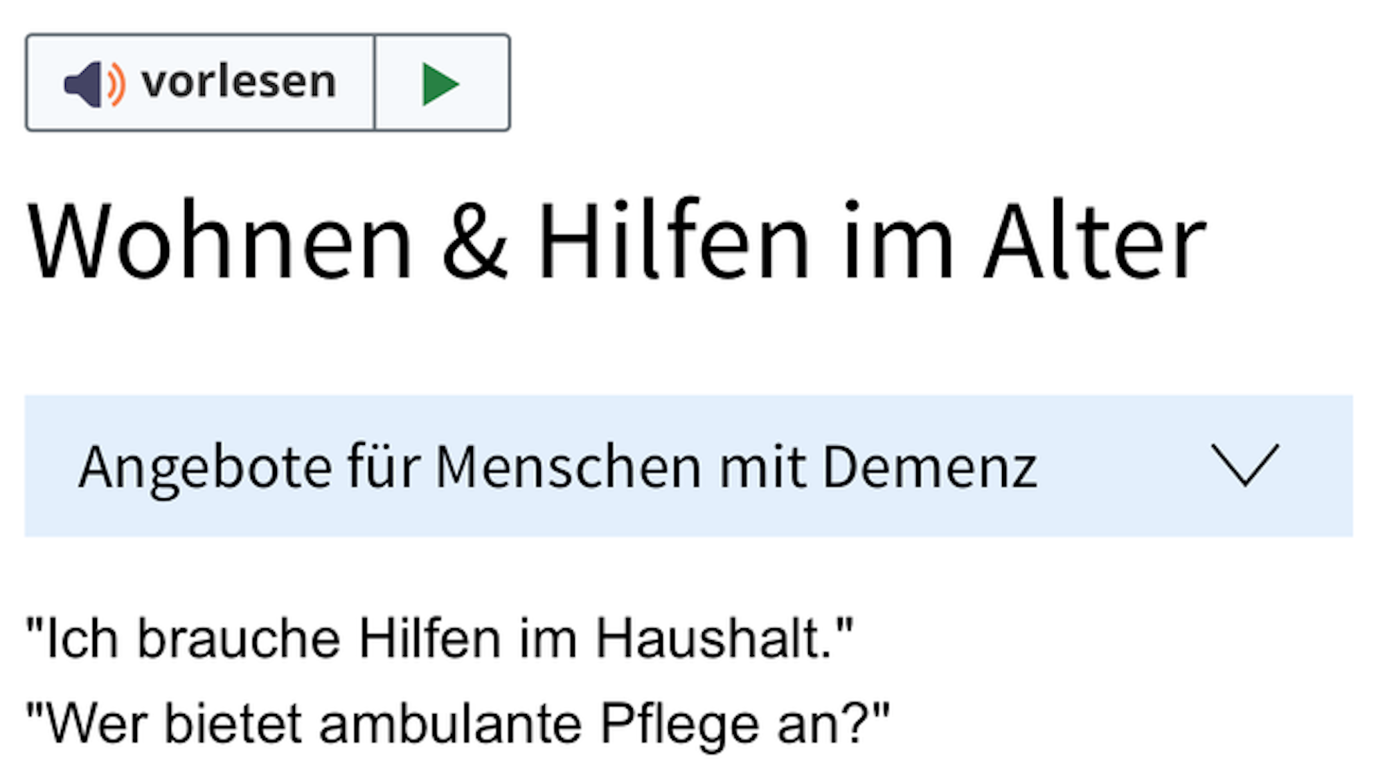 Screenshot der „Gut versorgt“-App