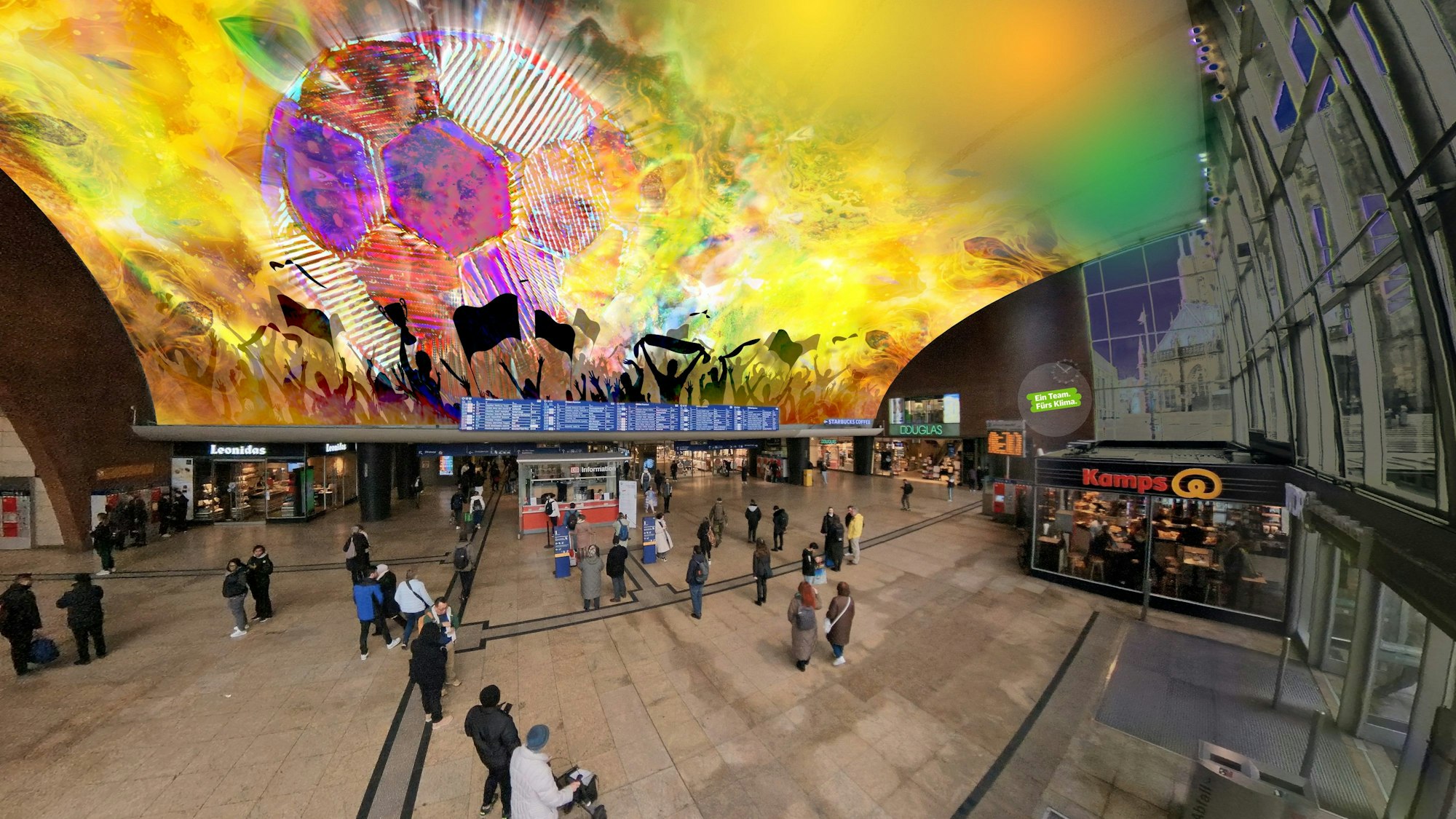 Im Kölner Hauptbahnhof wird es während der Fußball-Europameisterschaft eine Video-Installation geben.