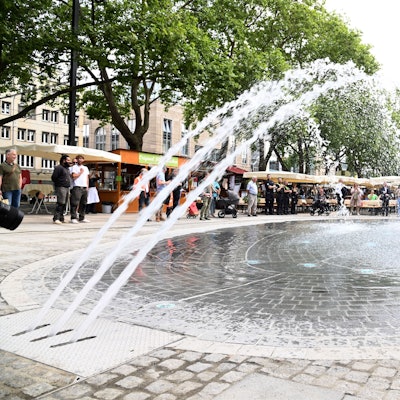 Der sprudelnde Brunnen auf dem Neumarkt