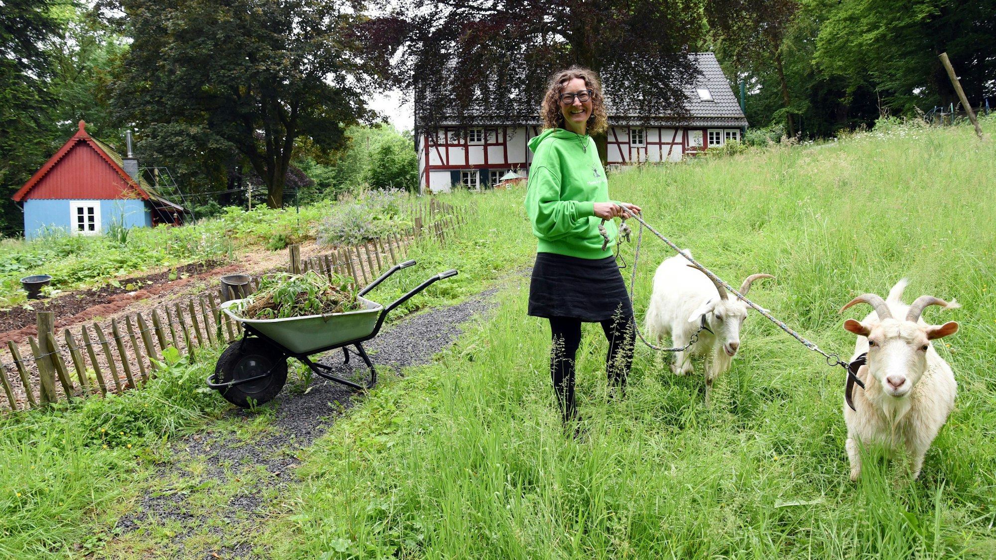 Ziegen und andere Tiere beherbergt Ellen Blommaert in ihrem Garten, den sie am Wochenende bei der „Gartenpforte“ zeigt.
