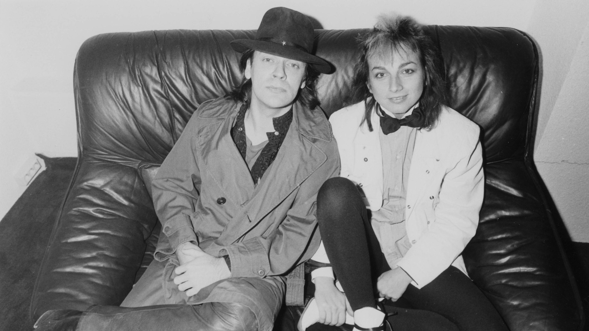 Udo Lindenberg und Gianna Nannini, aufgenommen im Jahr 1984. Conny Plank wohnte zeitweise mit Lindenberg in einer Wohngemeinschaft (Villa Kunterbunt) bei Hamburg zusammen, später produzierte er die italienische Sängerin.