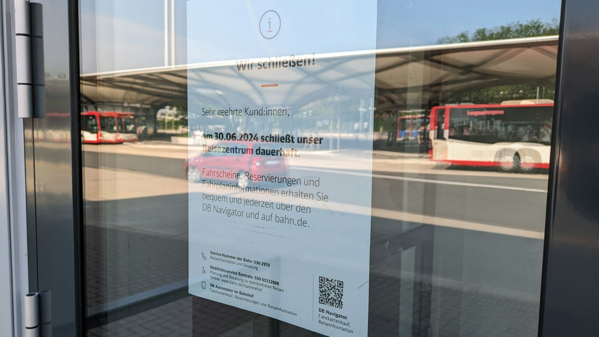 Der Aushang im Reisezentrum