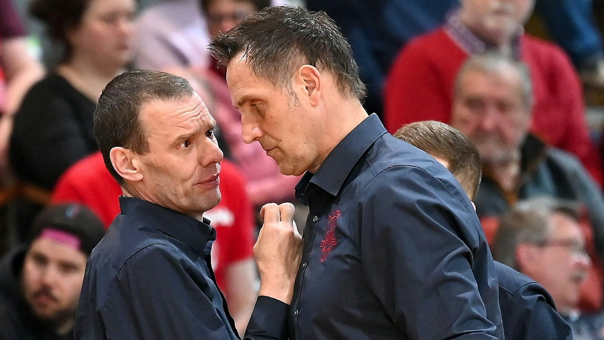 09.03.2024, Basketball-Bayer Giants Leverkusen-TKS 49
links: Co.Tr. Michael Koch (Giants)
rechts: TR. Hansi Gnad (Giants)
Foto: Uli Herhaus