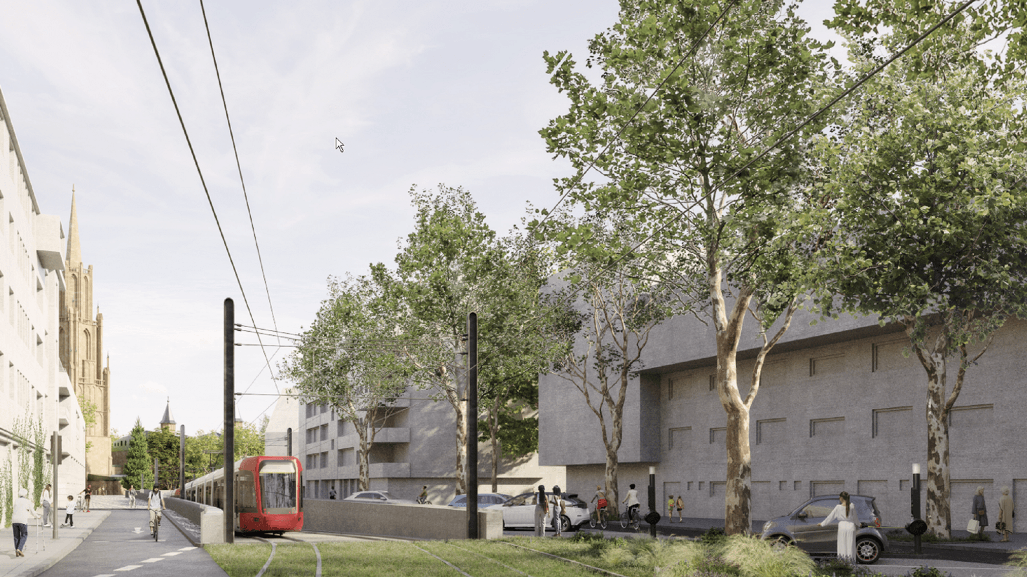 Eine Stadtbahn fährt aus einem U-Bahn-Tunnel an die Oberfläche.