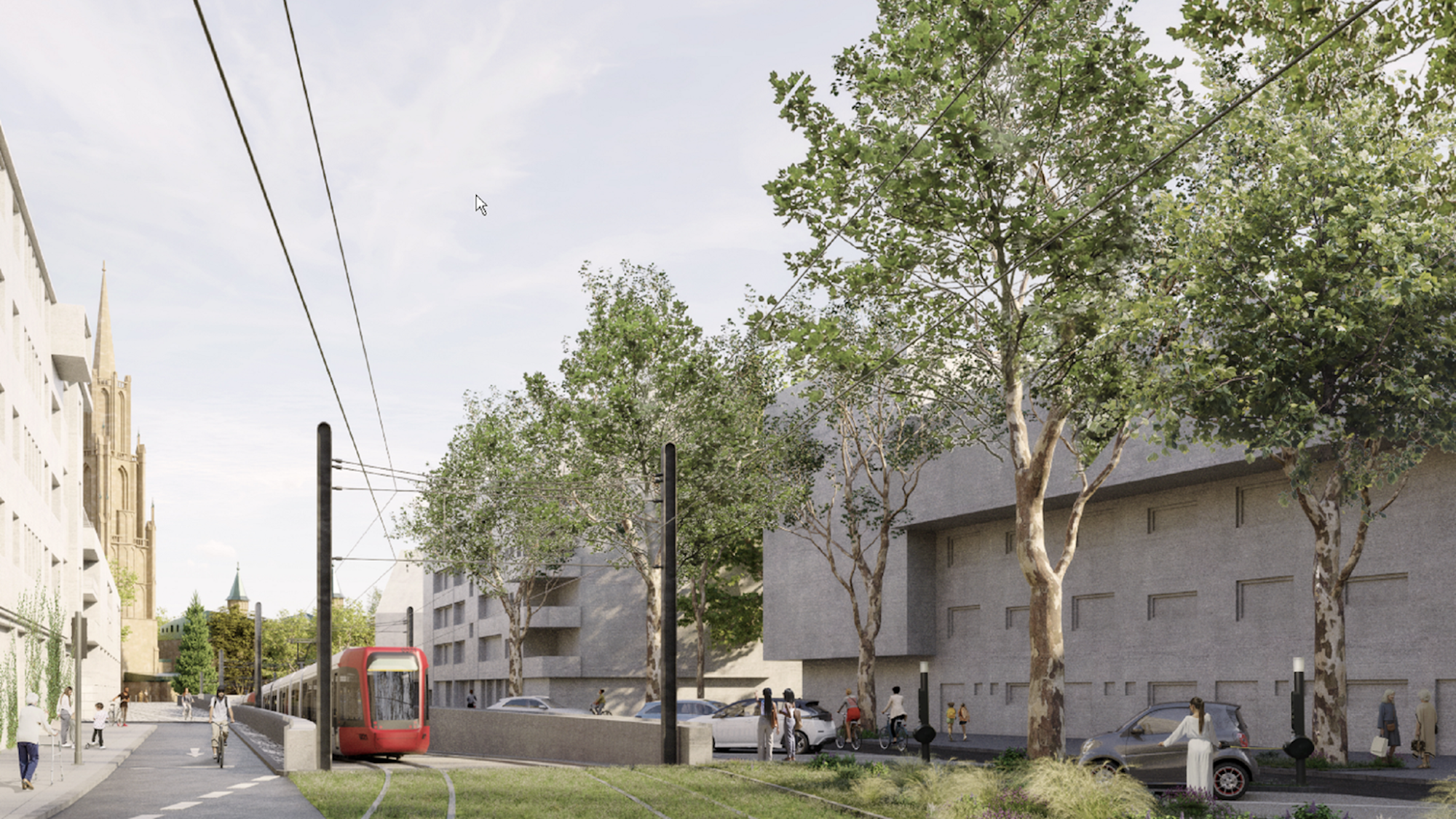 Eine Stadtbahn fährt aus einem U-Bahn-Tunnel an die Oberfläche.