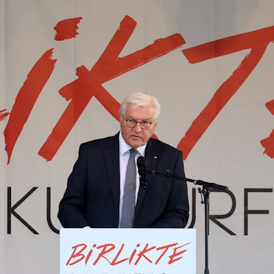 Bundespräsident Frank-Walter-Steinmeier sprach beim Gedenkfest an die Opfer des NSU in Köln-Mülheim.