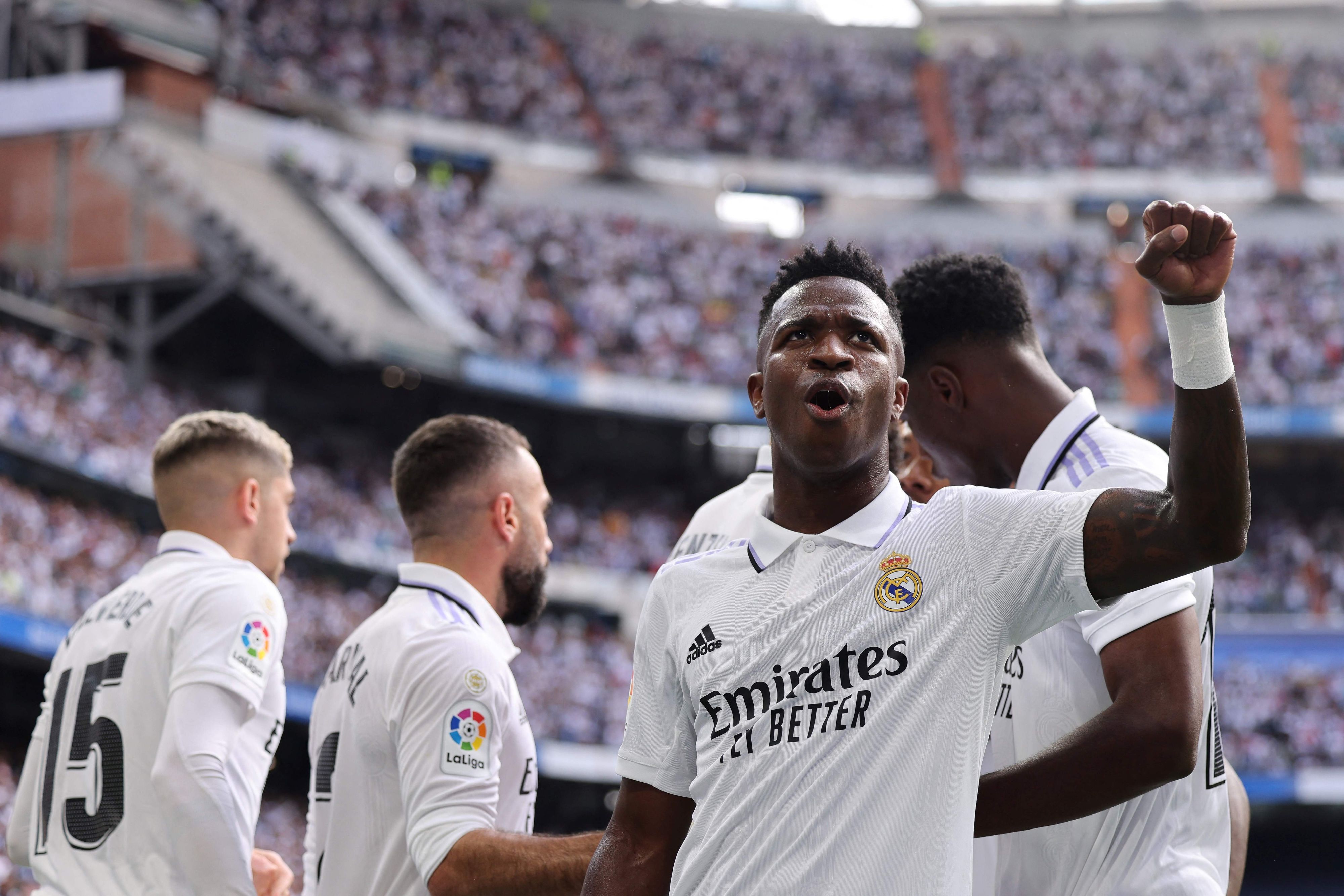 Der Fußballspieler Vinicius Junior beim Spiel.