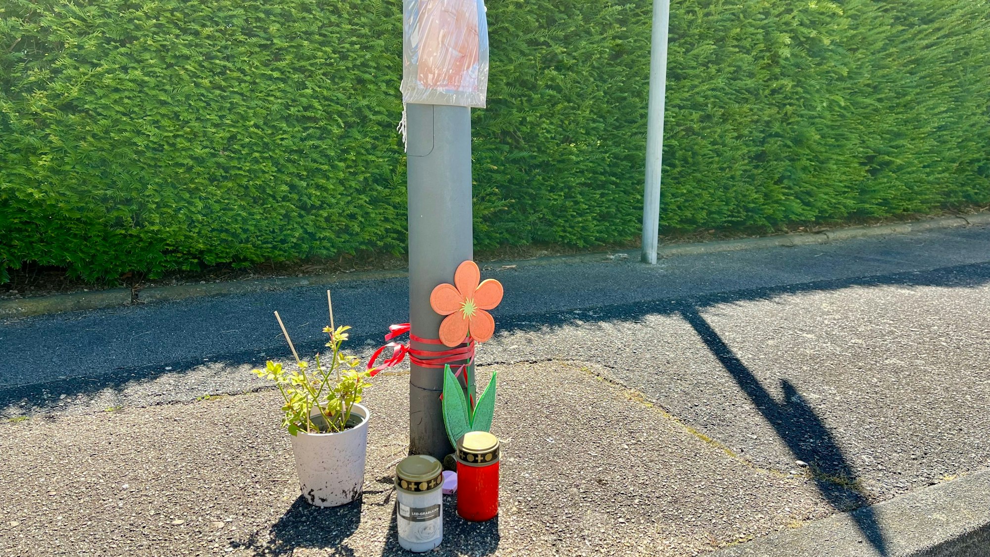 Die Stelle auf der Ilmstraße in Rheindorf, an der Jacqueline E. erstochen wurde.