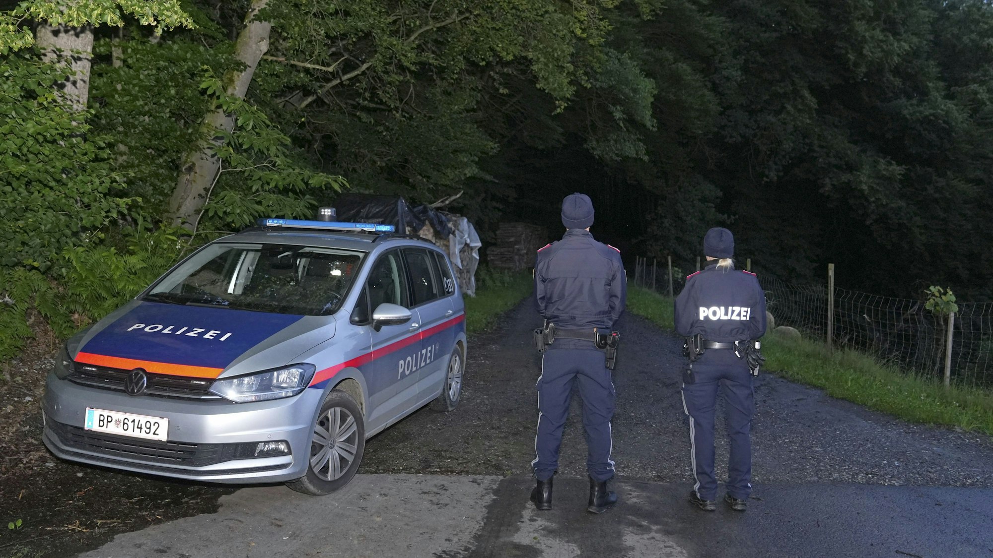 Polizei ist bei einem Murenabgang in einem Wald in St. Marein bei Graz im Einsatz.