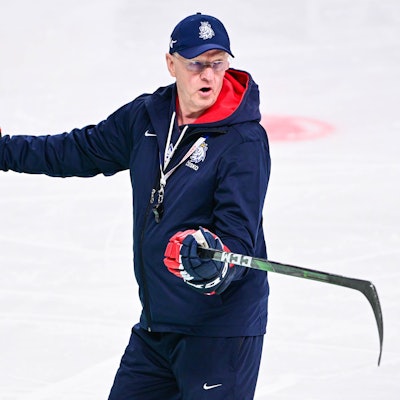Head Coach Kari Jalonen attends the morning warm-up of the Czech national Ice hockey, Eishockey team, within the IIHF Ice Hockey World Championship, WM, Weltmeisterschaft prior to the Group B match against Kazakhstan, on May 14, 2023, in Riga, Latvia. CTKxPhoto/DavidxTanecek CTKPhotoP2023051402156 PUBLICATIONxNOTxINxCZExSVK CTKPhotoP2023051402156
