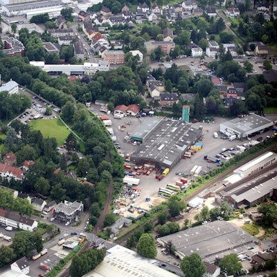 Das Foto zeigt das Gladbacher Gleisdreieck von oben