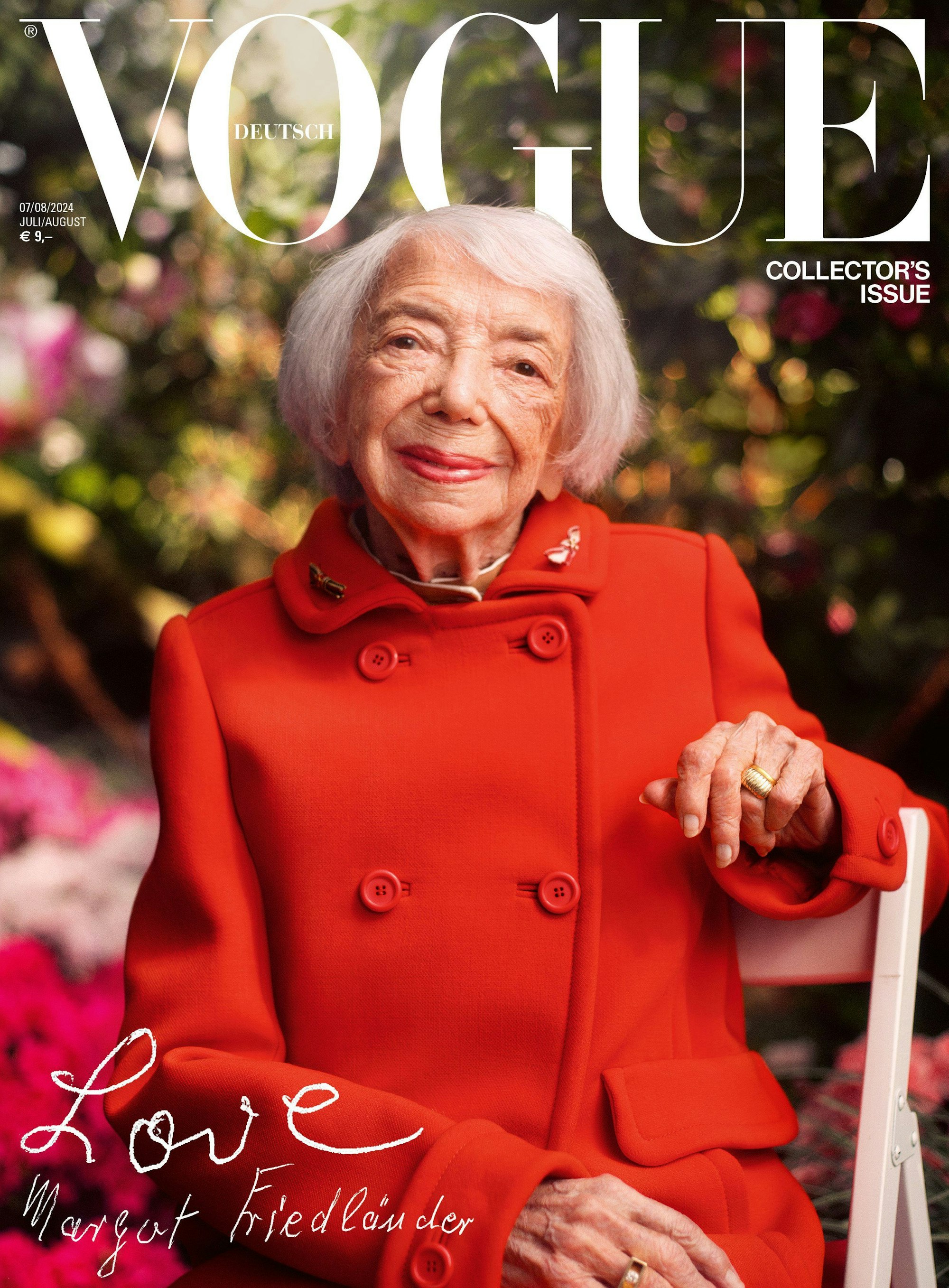 Das Heftcover zeigt Margot Friedländer, das Leitthema der Ausgabe „Love“ ist in ihrer Handschrift verfasst.