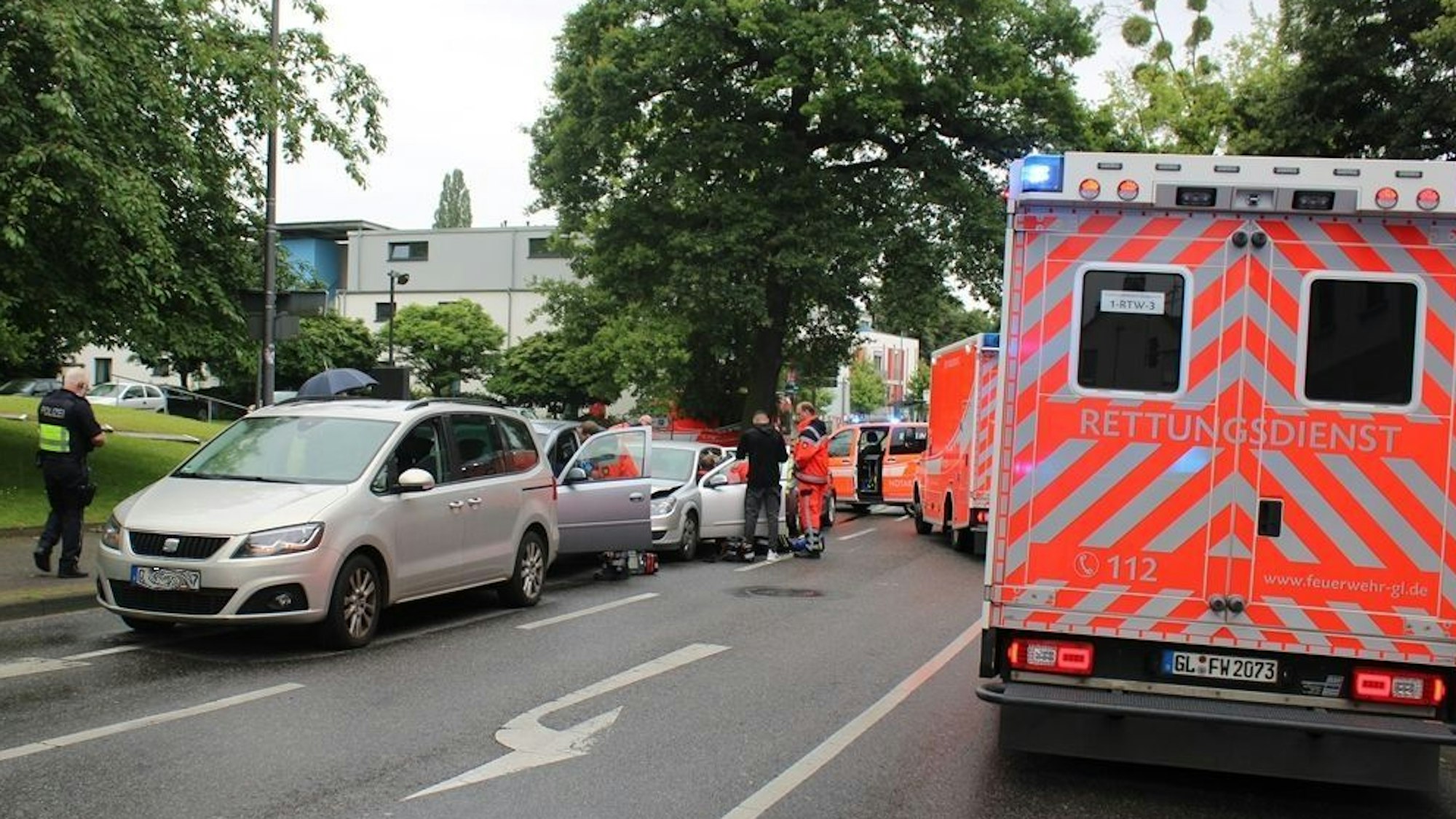 Unfallstelle nach Auffahrunfall in Heidkamp