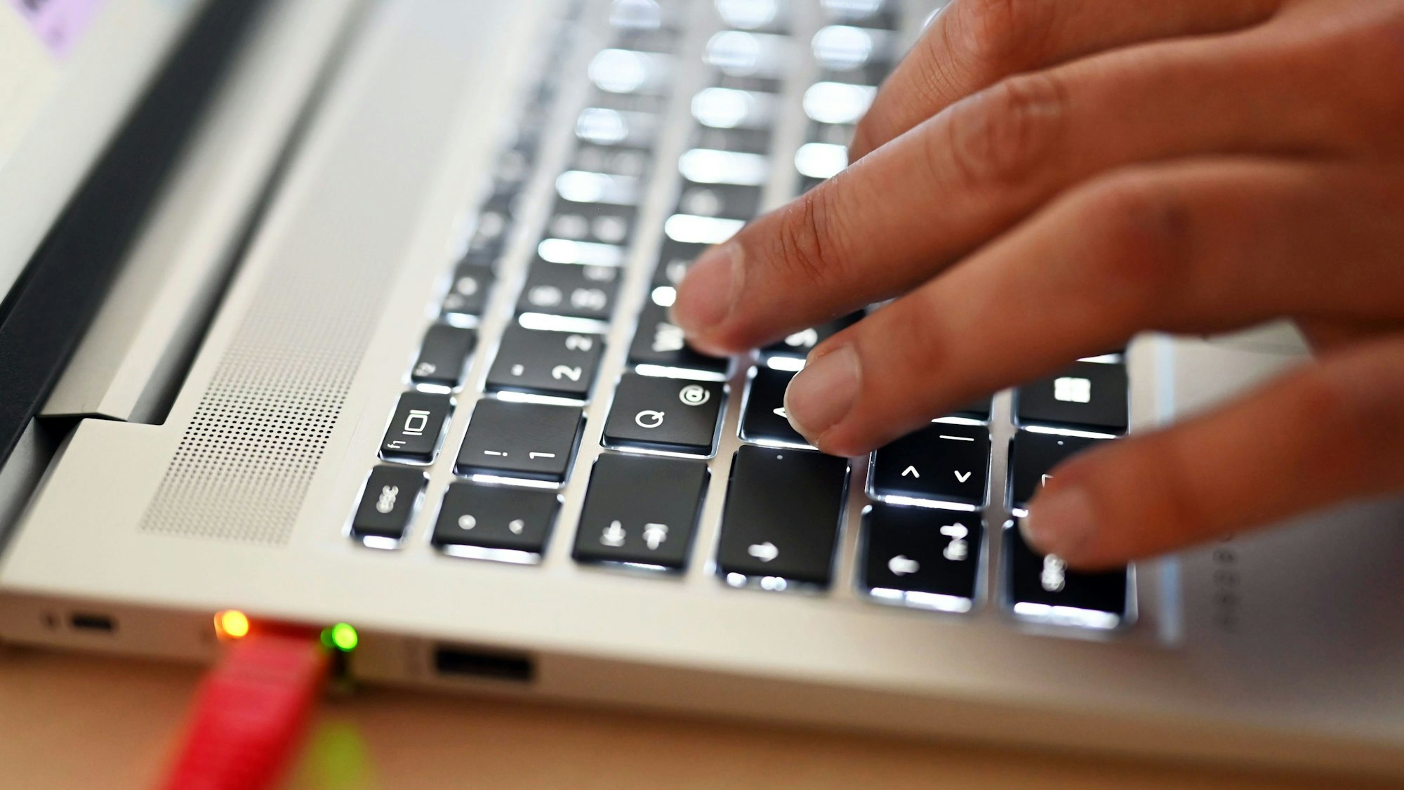 Ein Mitarbeiter des Cybercrime-Zentrums Baden-Württemberg sitzt an einem Arbeitsplatz (gestellte Szene).
