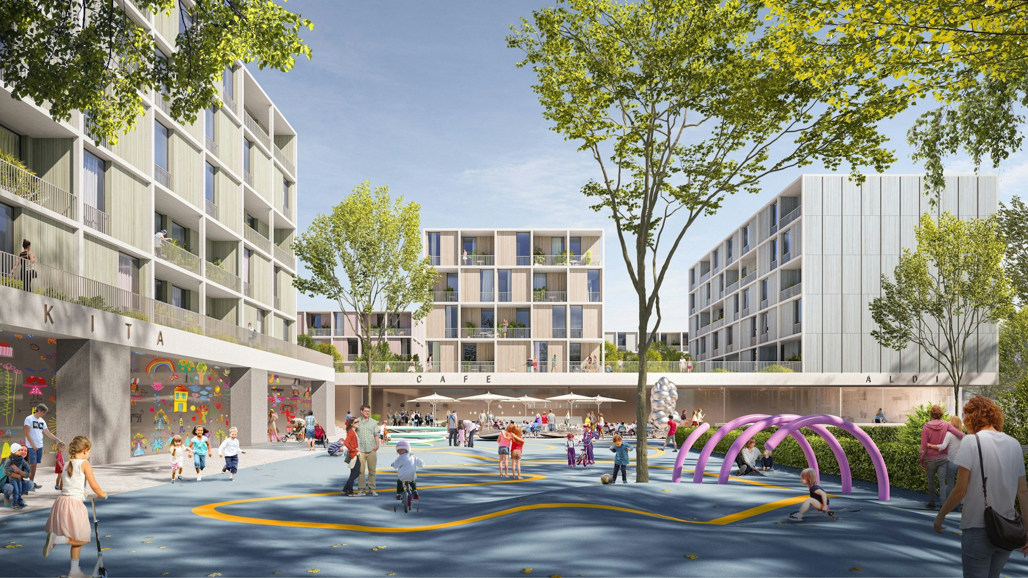 Entwurf für das Neubauprojekt von Aldi am Grünen Weg in Ehrenfeld.