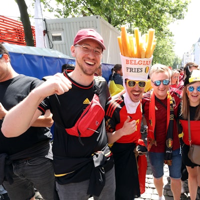 Belgische Fans am Samstagnachmittag in der Kölner Innenstadt.