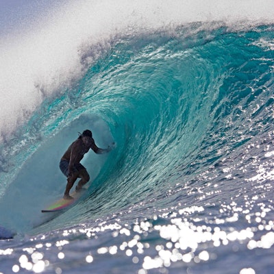 (FILES) Hawaii's Tamayo Perry surfs while practicing for Da Hui Backdoor shootout at the Pipeline Masters on Oahu's North Shore, Hawaii on January 2, 2019. A Hawaiian surfer who also acted on TV and in movies including Johnny Depp's "Pirates of the Caribbean" has died in a shark attack, authorities said.
Tamayo Perry, 49, died on Sunday at Malaekahana Beach on Oahu, moments after the encounter.
Perry played a buccaneer in the fourth installment of the popular swashbuckling franchise, "Pirates of the Caribbean: On Stranger Tides." (Photo by brian bielmann / AFP) / RESTRICTED TO EDITORIAL USE