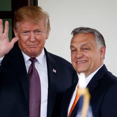 Der ehemalige US-Präsident Donald Trump zusammen mit dem ungarischen Ministerpräsidenten Viktor Orbán im März in Washington.