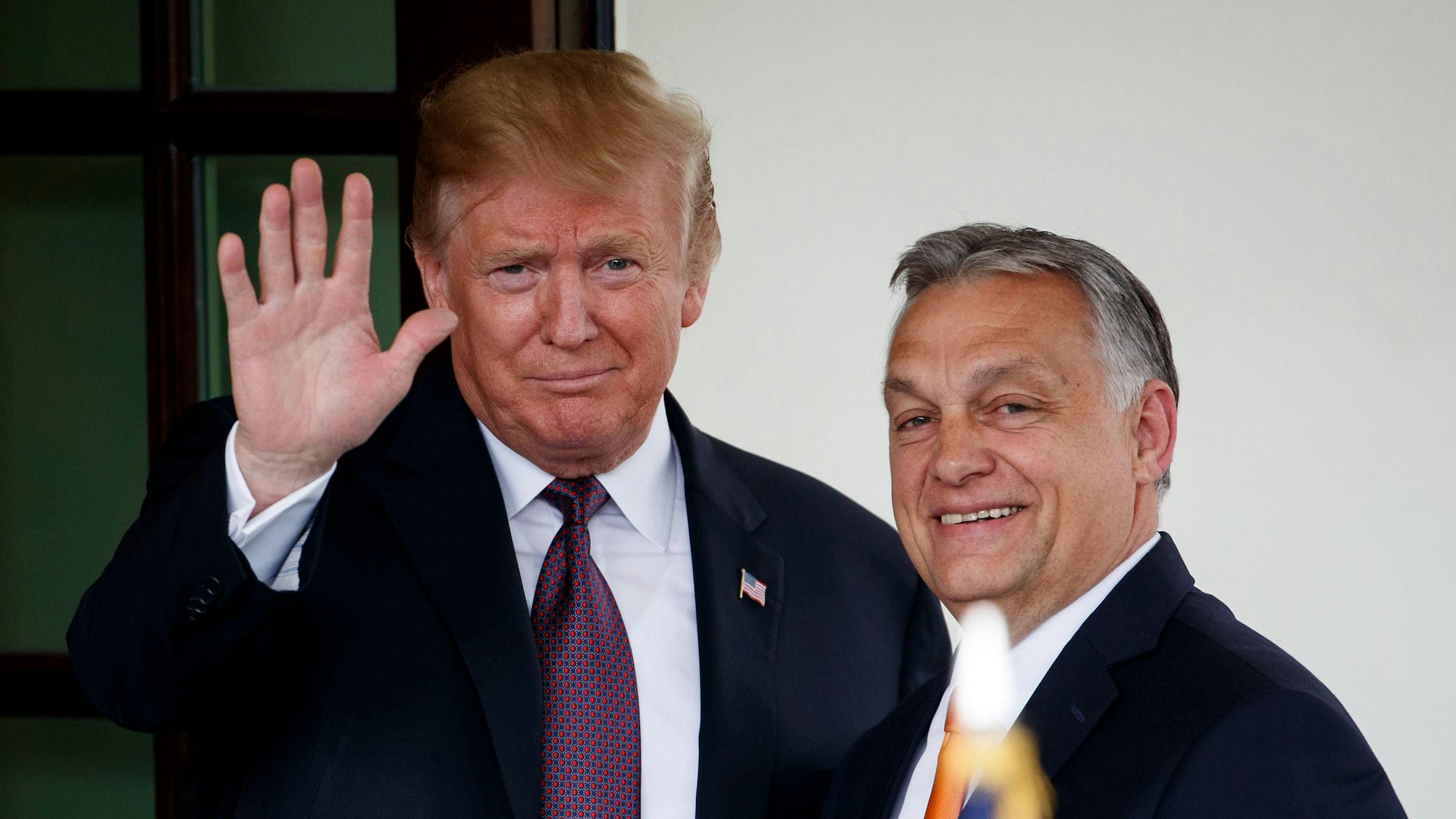 Der ehemalige US-Präsident Donald Trump zusammen mit dem ungarischen Ministerpräsidenten Viktor Orbán im März in Washington.