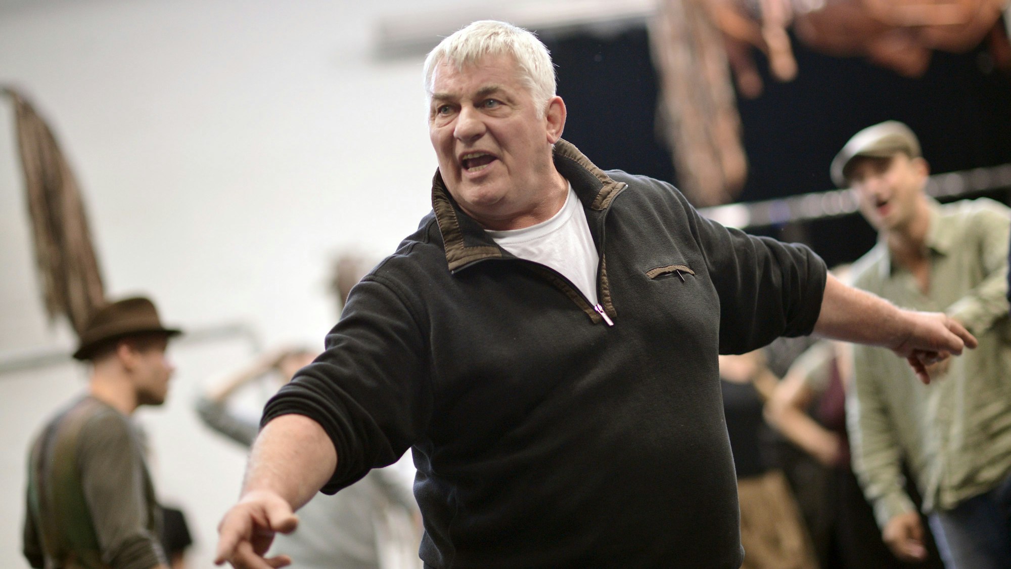 Der deutsche Schauspieler Heinz Hoenig bei einer Probe im Stage Theater des Westens in Berlin.