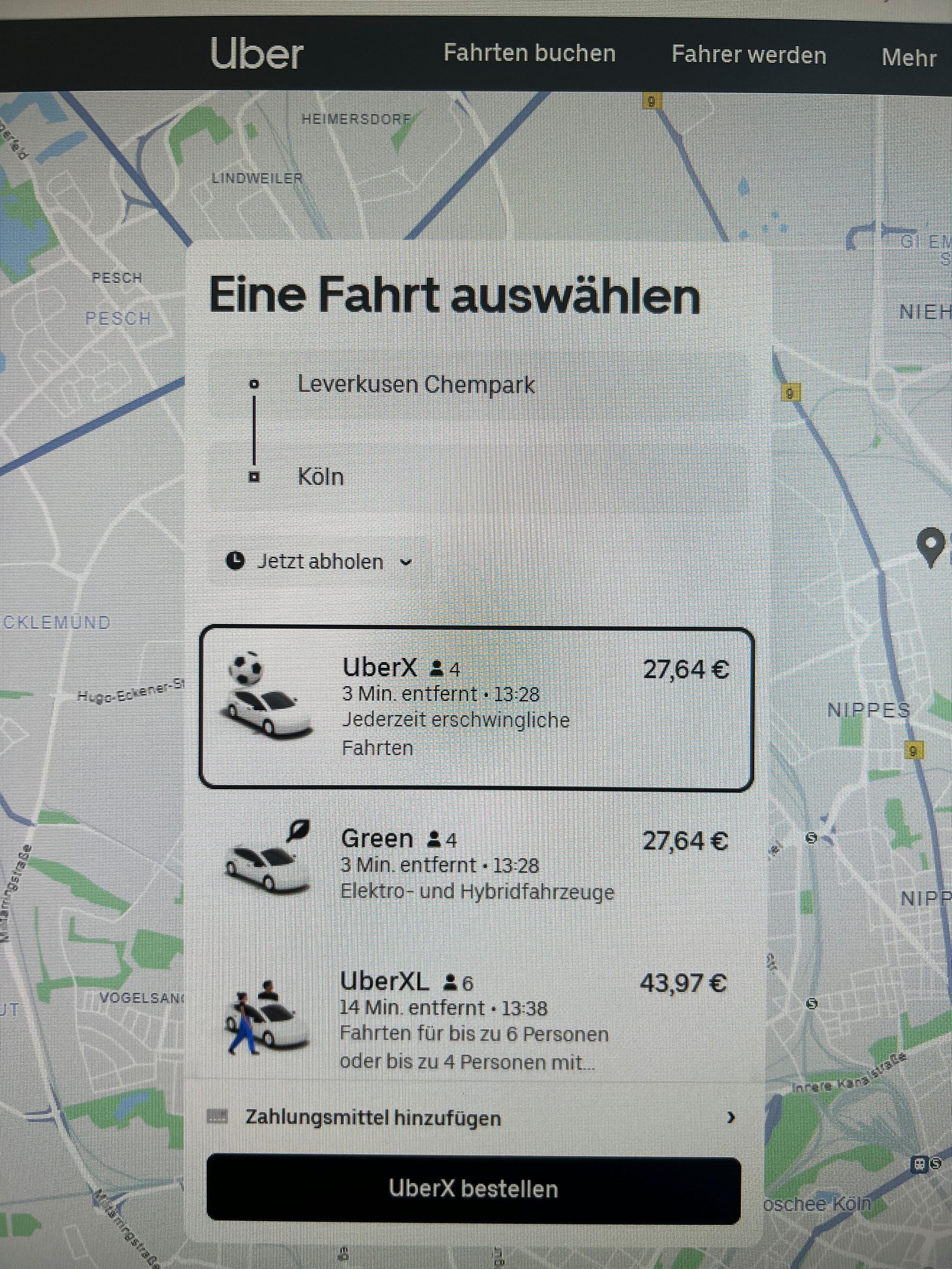 Uber-Maske im Netz, Leverkusen.