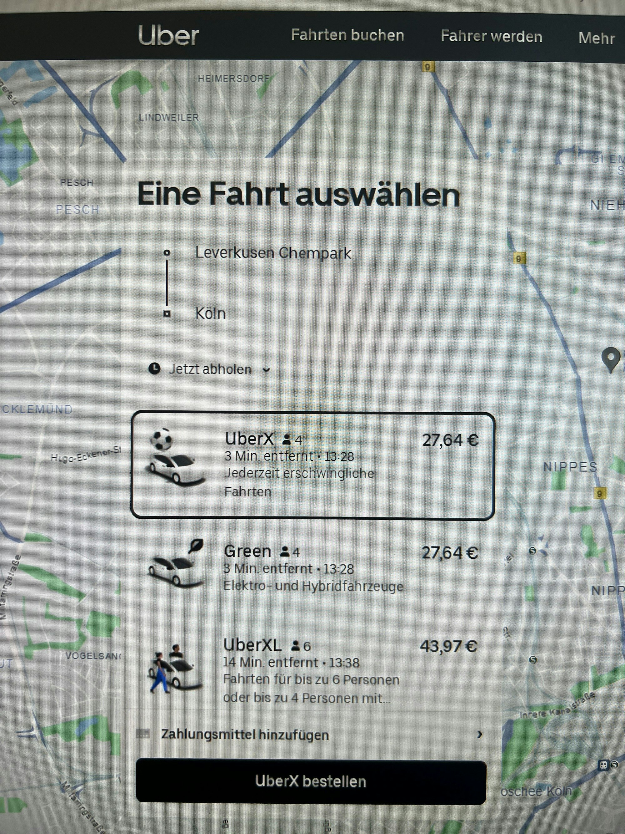 Uber-Maske im Netz, Leverkusen.
