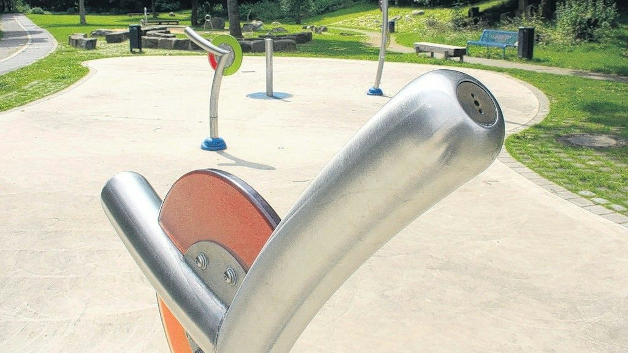 Der Wasserspielplatz in der Erftaue in Zieverich kann derzeit nicht genutzt werden.