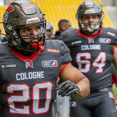 European League of Football, Cologne Centurions vs. Madrid Bravos, Aachen, 15.6.2024 Gerald Ameln Cologne Centurions 20, Cologne Centurions vs. Madrid Bravos am 15.6.2024, Tivoli, Aachen *** European League of Football, Cologne Centurions vs Madrid Bravos, Aachen, 15 6 2024 Gerald Ameln Cologne Centurions 20 , Cologne Centurions vs Madrid Bravos on 15 6 2024, Tivoli, Aachen Copyright: xBEAUTIFULxSPORTS/MarcxJungex
