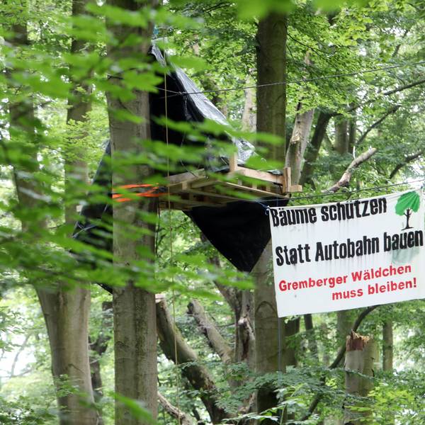 Aktivisten protestierten im Juni im Gremberger Wäldchen gegen den geplanten Ausbau der Autobahn 4.
