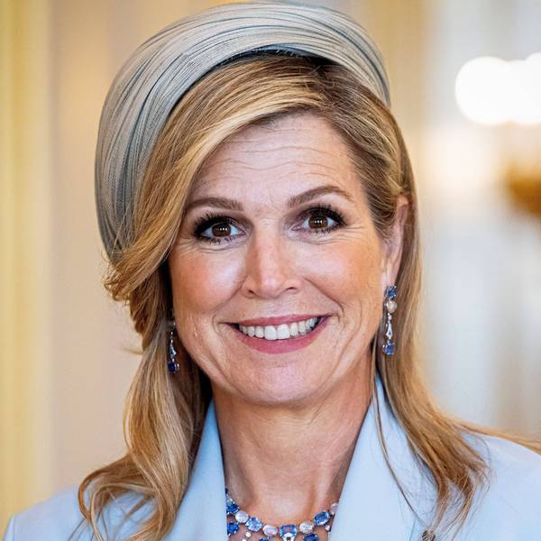 Königin Maxima bei einem Besuch des Emirs von Katar, Scheich Tamim bin Hamad Al Thani, und seiner Frau Sheikha Jawaher bint Hamad bin Suhaim Al Thani im Noordeinde-Palast.