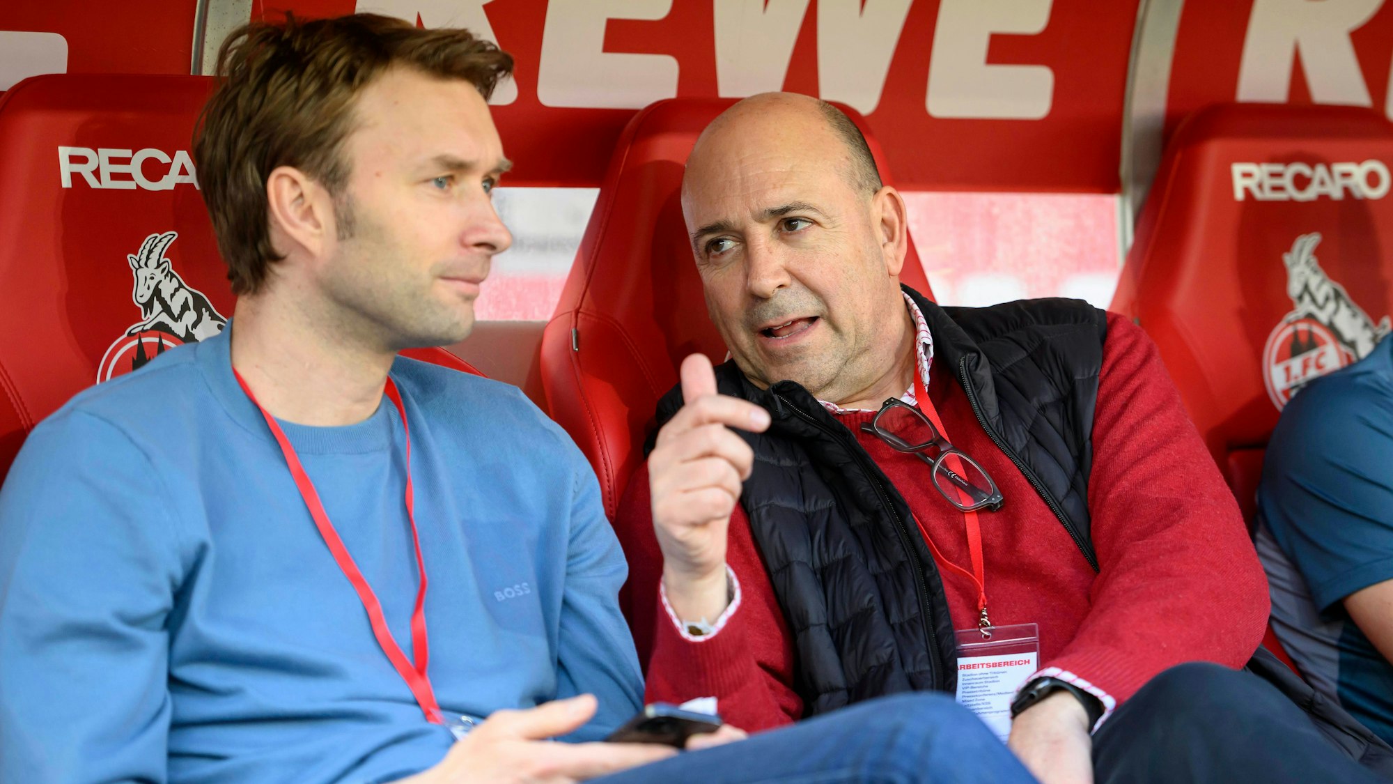 v.l. Simon ROLFES LEV, Geschaeftsfuehrung , Fernando CARRO DE Prada LEV, Vorsitzender der Geschaeftsfuehrung Fussball 1. Bundesliga, 24.Spieltag, 1.FC Koeln K - Bayer 04 Leverkusen LEV, am 03.03.2024 in Koeln/ Deutschland. DFL regulations prohibit any use of photographs as image sequences and/or quasi-video  *** f l Simon ROLFES LEV, Managing Director Sport , Fernando CARRO DE Prada LEV, Chairman of the Management Soccer 1 Bundesliga, 24 Matchday, 1 FC Koeln K Bayer 04 Leverkusen LEV , on 03 03 2024 in Koeln Germany DFL regulations prohibit any use of photographs as image sequences and or quasi video Â