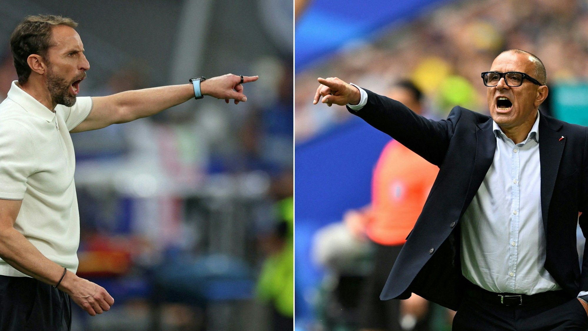 Gareth Southgate (links) trifft im EM-Achtelfinale mit England auf die Slowakei, trainiert von Francesco Calzona.