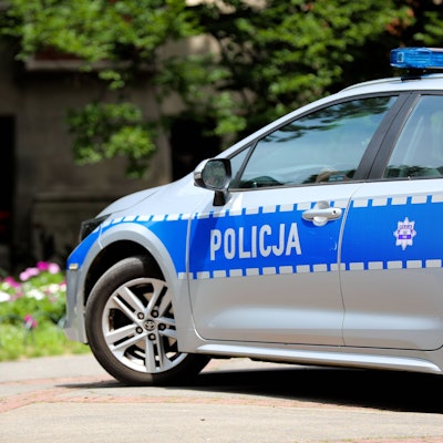 Polizeiwagen in Krakau.