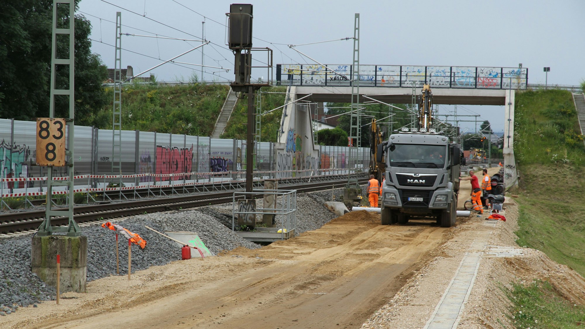 Bauarbeiten an einer Bahnstrecke