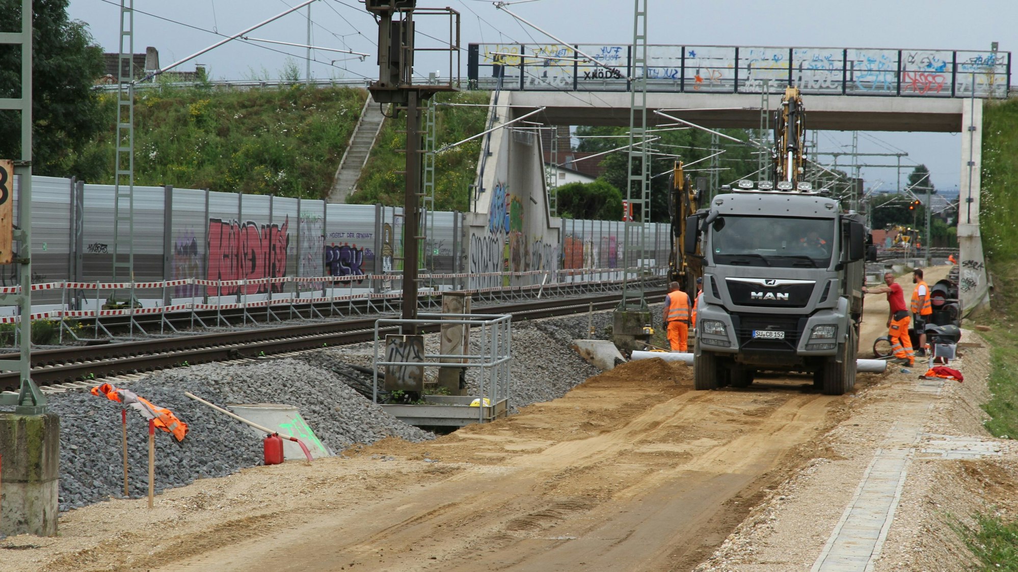 Bauarbeiten an einer Bahnstrecke