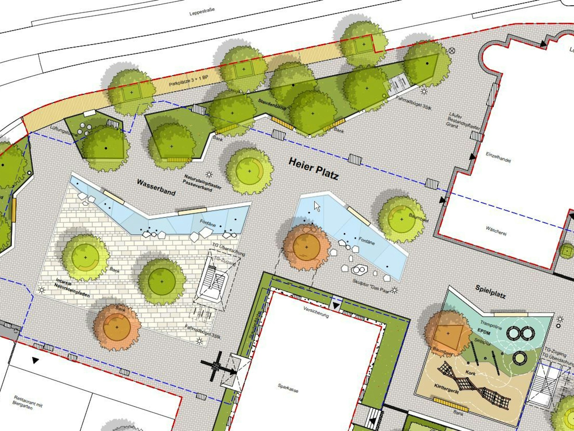 Die Grafik zeigt eine Übersicht des künftigen Heier Platzes