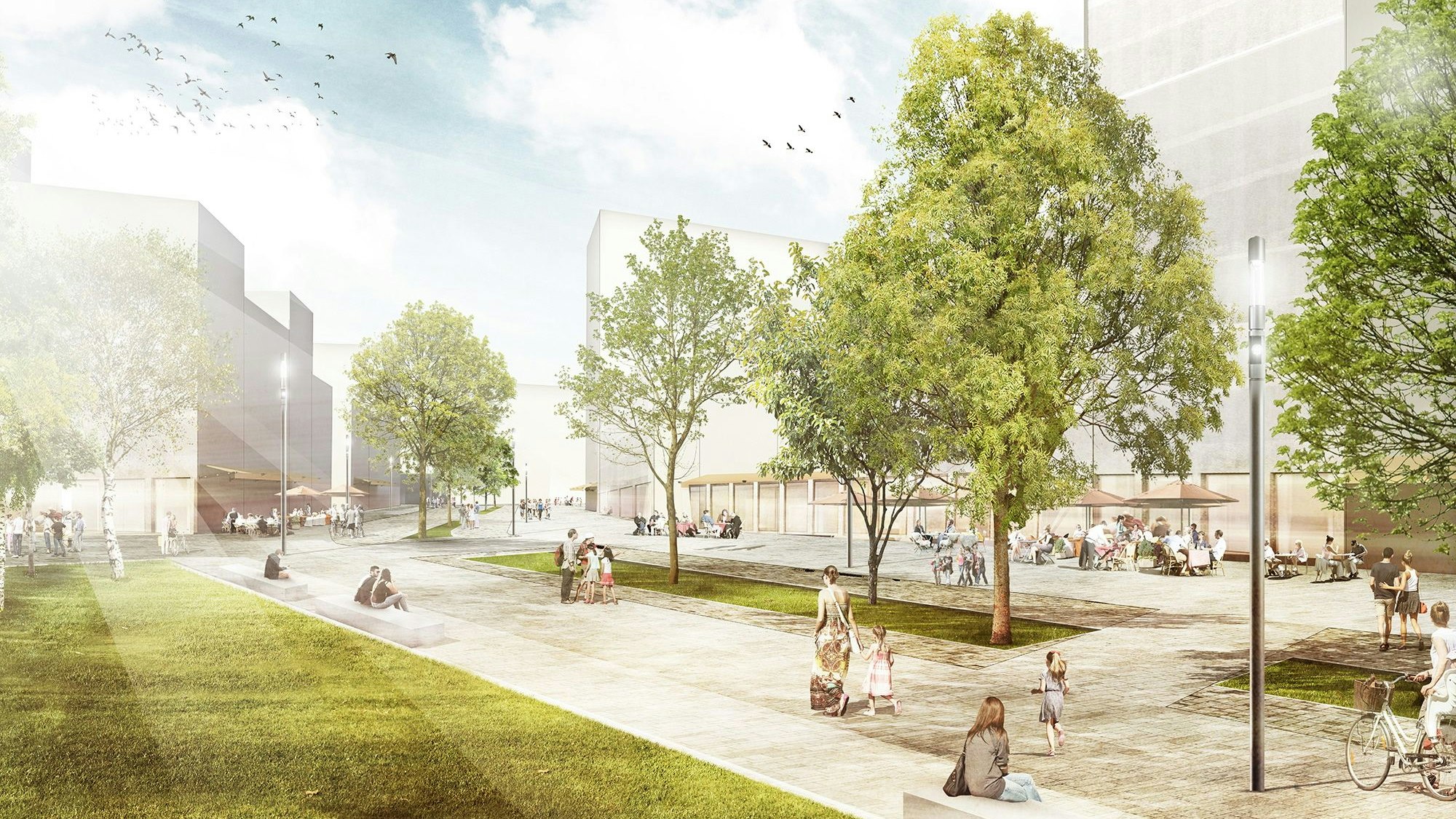 Visualisierung eines Parks in der Parkstadt Süd.