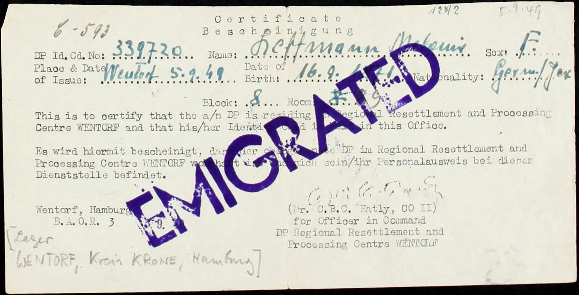 Ein Dokument der Kölnerin Melanie Leffmann.