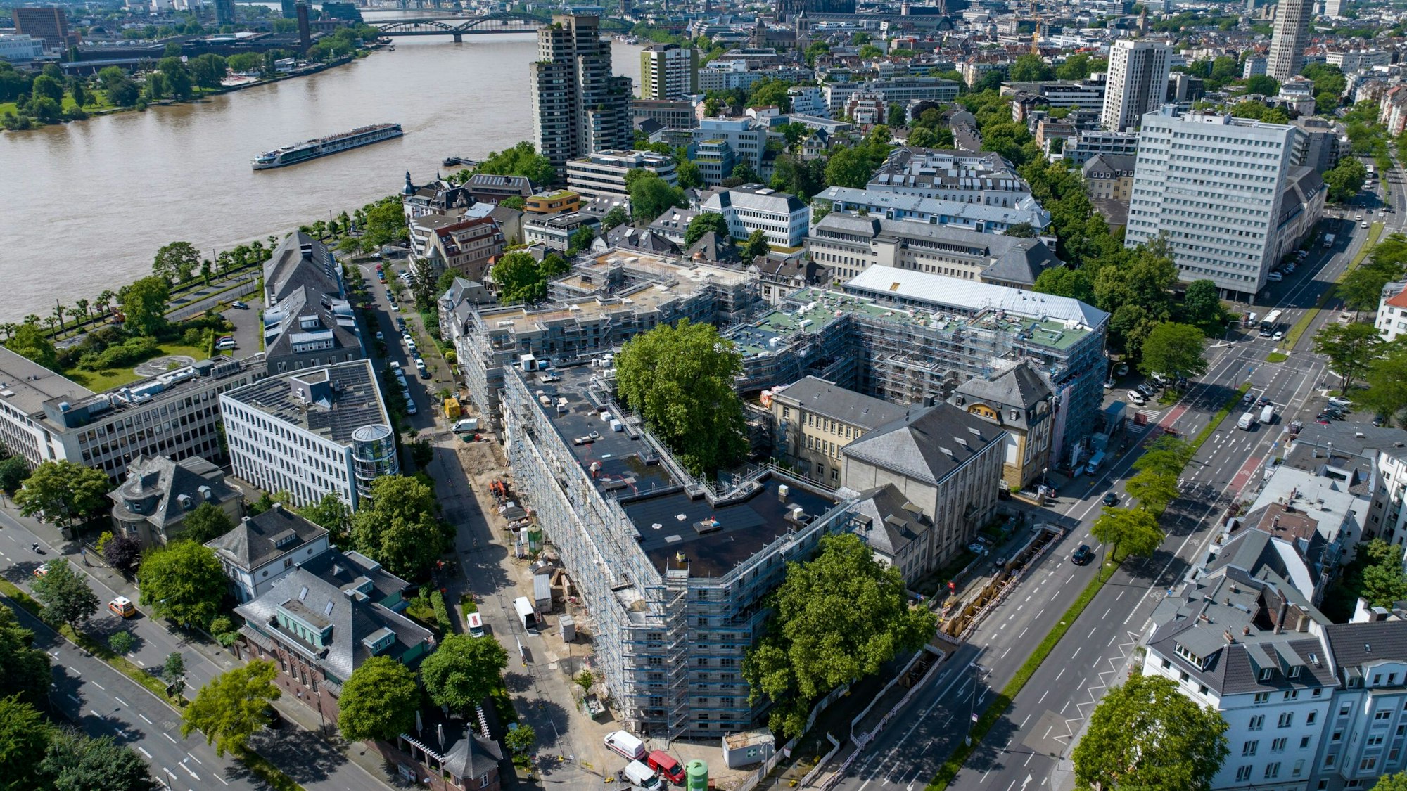 Drohnenbild des Baufortschritts des Quartiers Viva Agrippina.