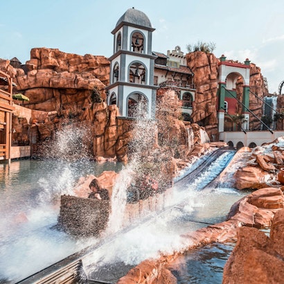 Wasserbahn „Chiapas“ im Phantasialand im Themenbereich Mexico