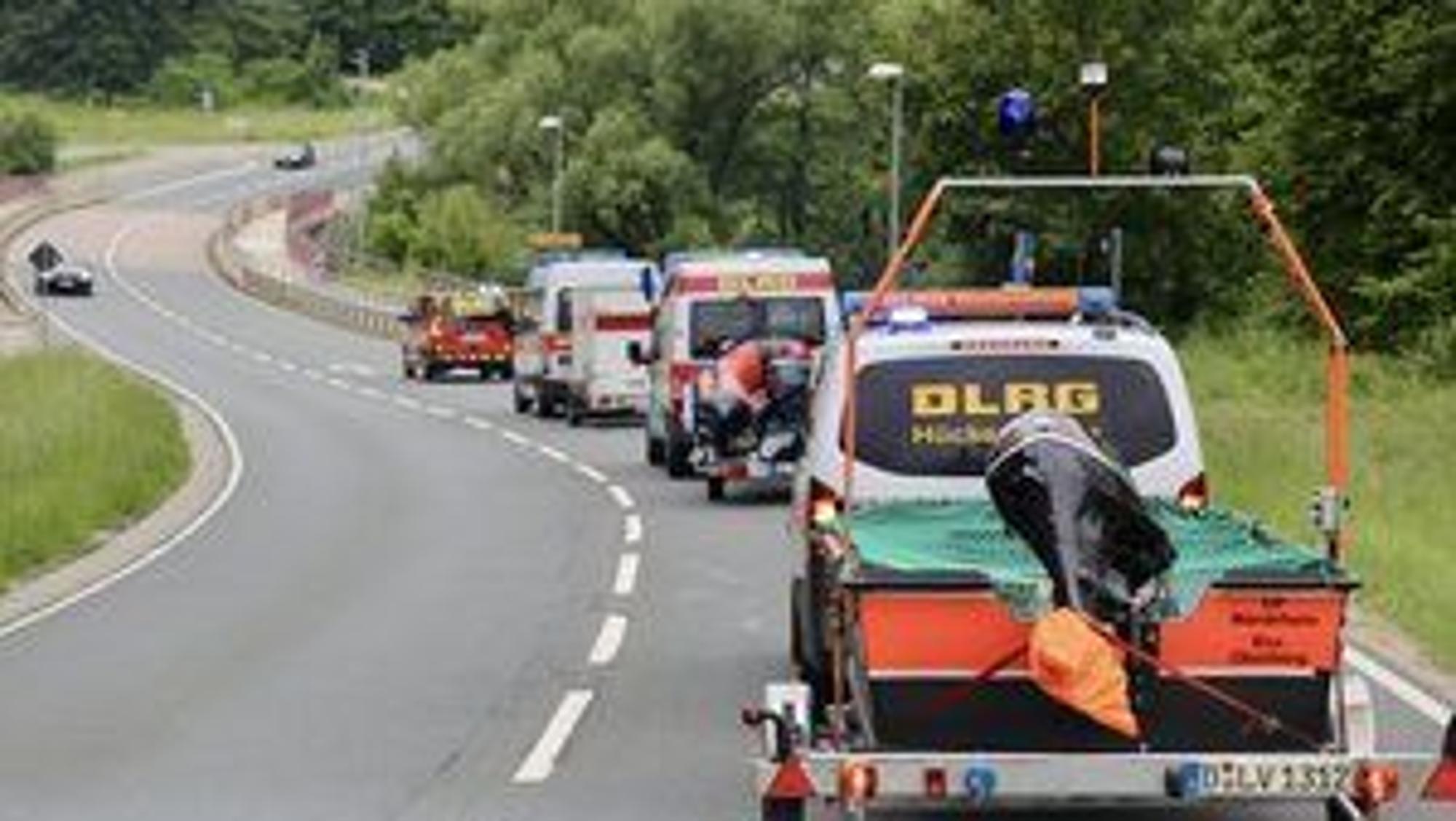 Rheinisch-bergische DLRG-Helfer Anfang Juni auf dem Weg in die bayerischen Überschwemmungsgebiete: