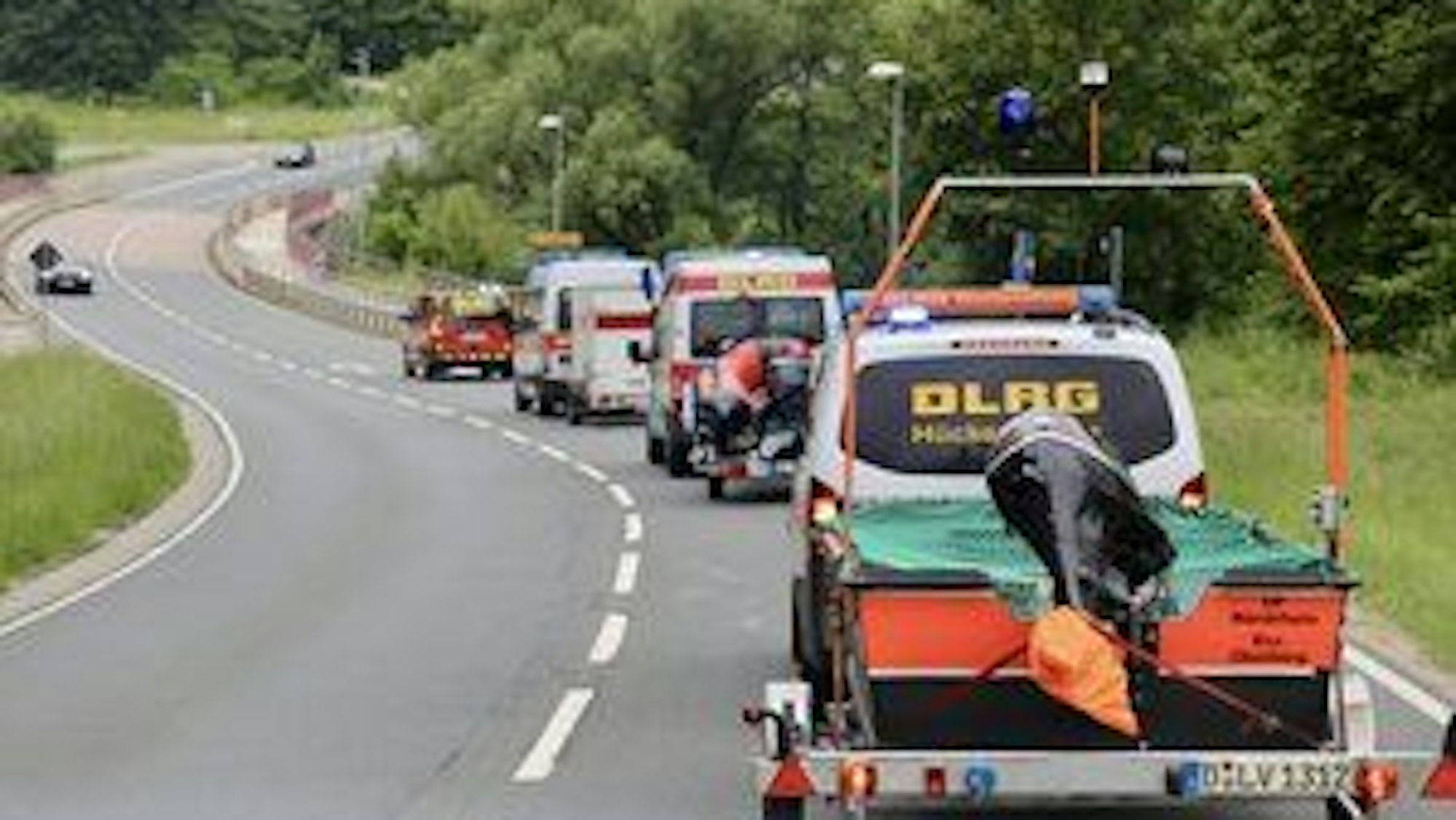 Rheinisch-bergische DLRG-Helfer Anfang Juni auf dem Weg in die bayerischen Überschwemmungsgebiete: