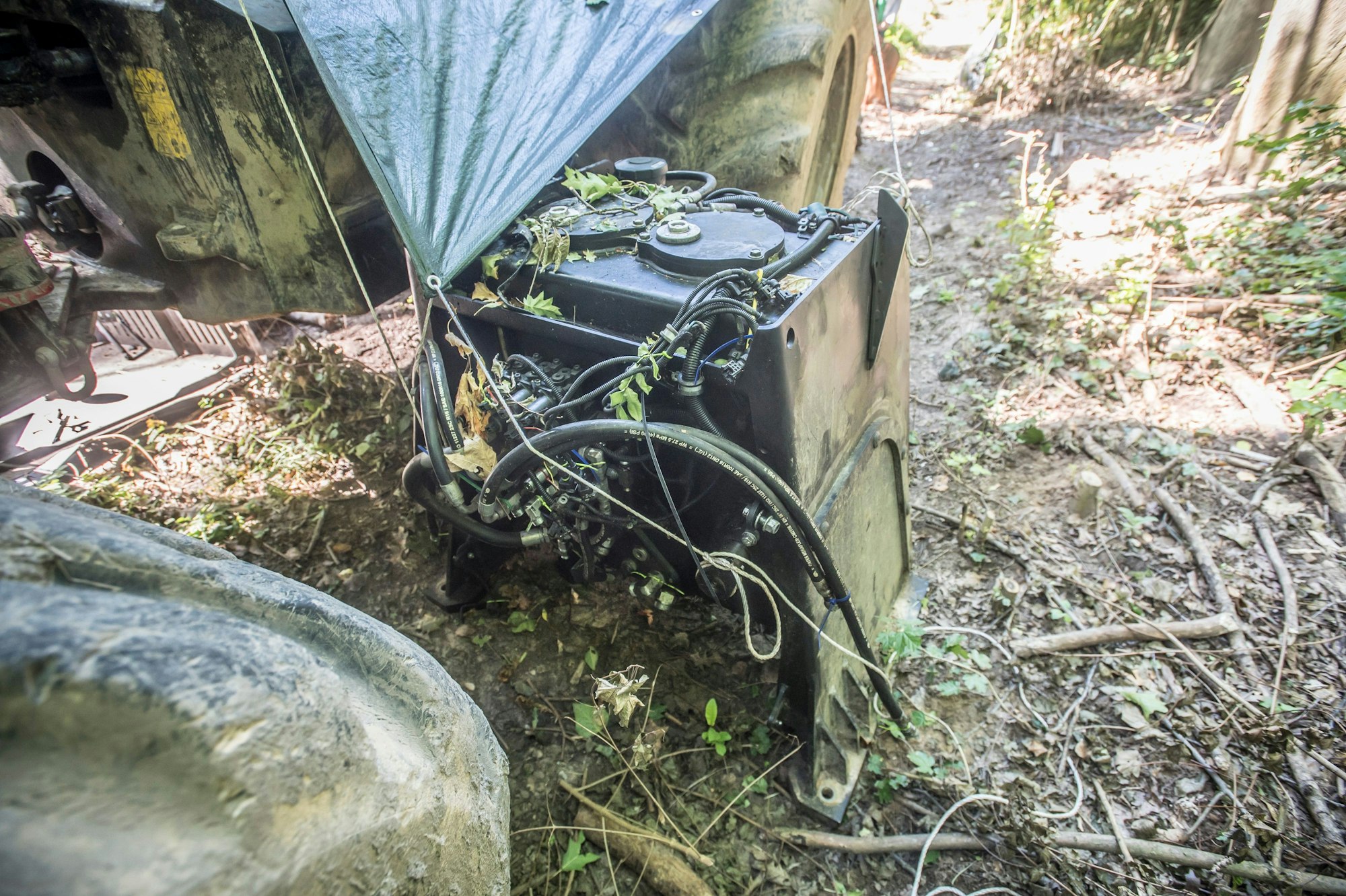 Wahrscheinlich die Hydraulikölpumpe am defekter Harvester nahe dem Bürgerbuschweg. Foto: Ralf Krieger