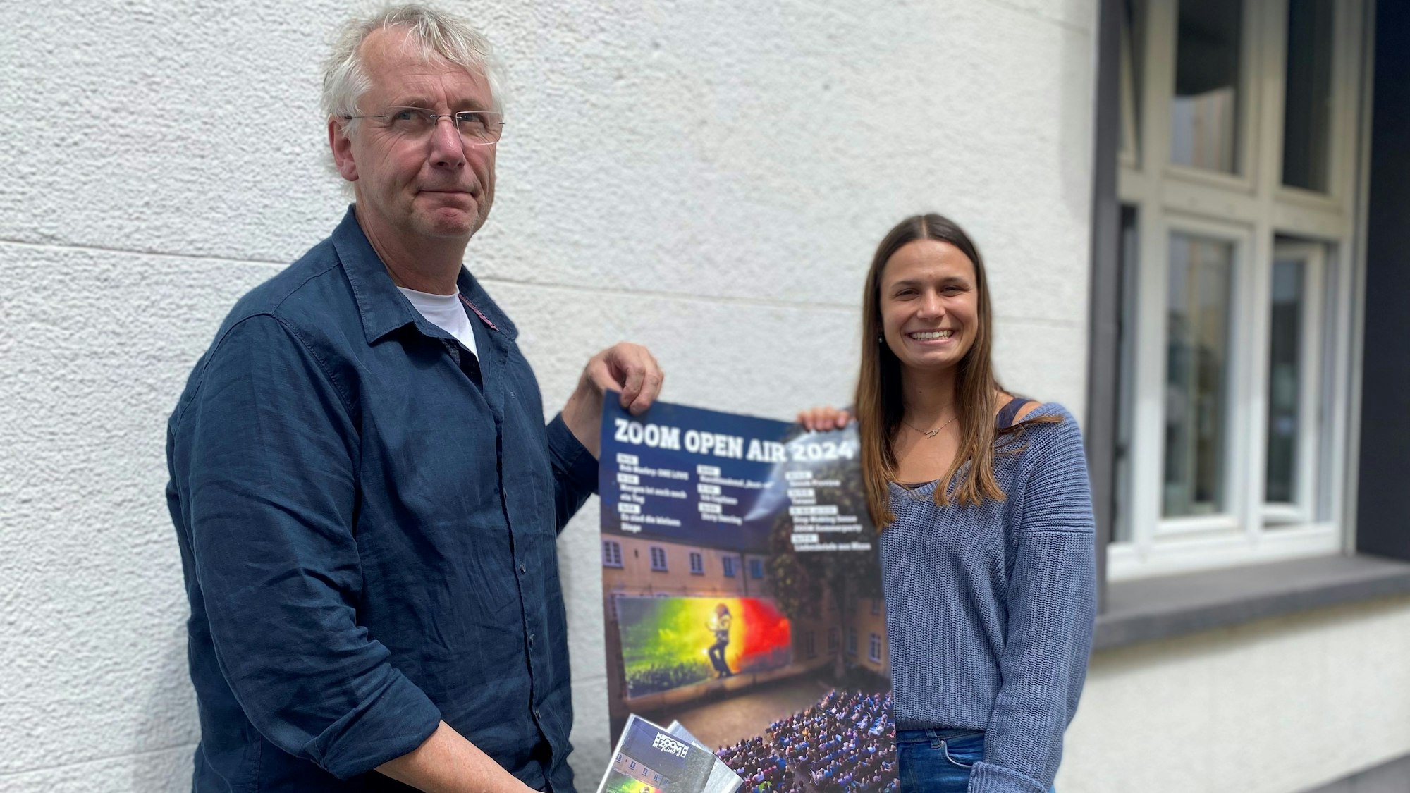 Hans-Jörg Blondiau und Julia Liebig aus dem Zoom-Vorstand stellten im Juli die Open-Air-Kinosaison vor.